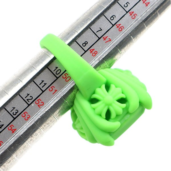 CHROME HEARTS Silicone Rubber Cocktail Ring Green Size JP 9