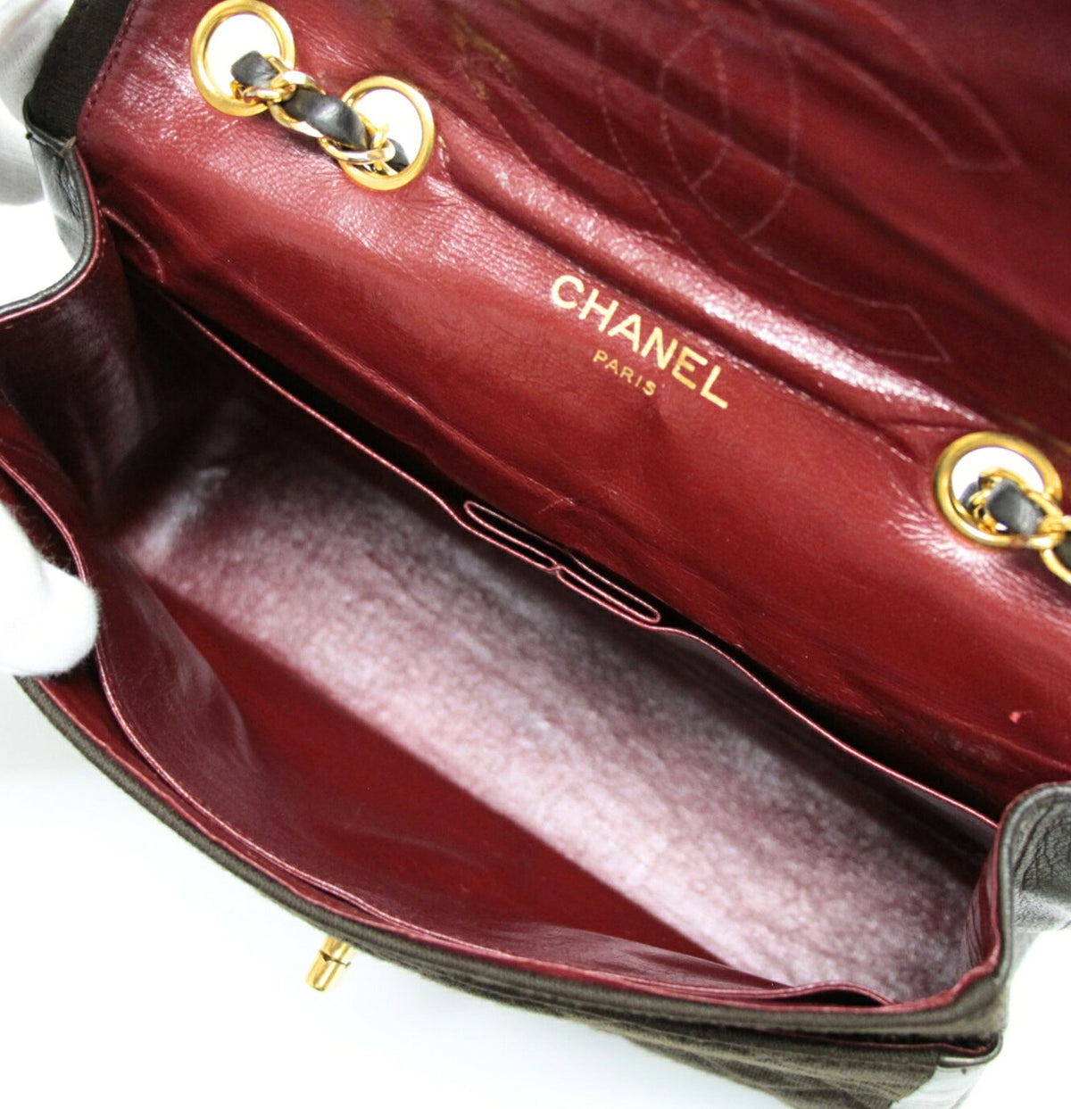CHANEL Vintage Matelasse Chain Bag Brown