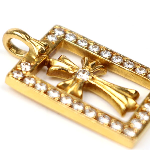 CHROME HEARTS 22K Pave Diamond Baby Fat Cross Necklace