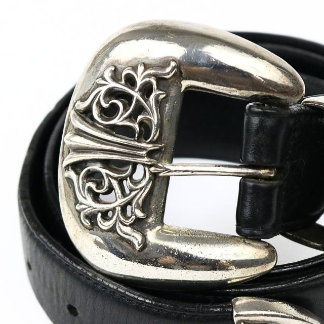CHROME HEARTS 3PC Classic Leather Belt SV925 Size 38