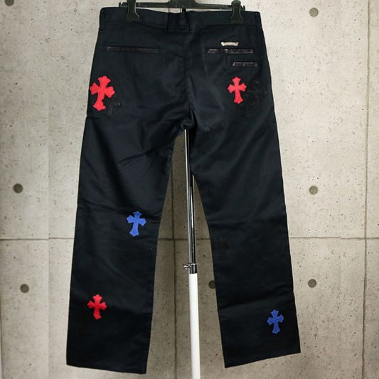 CHROME HEARTS Black Multi Cross Patch Chino Pants Size 36