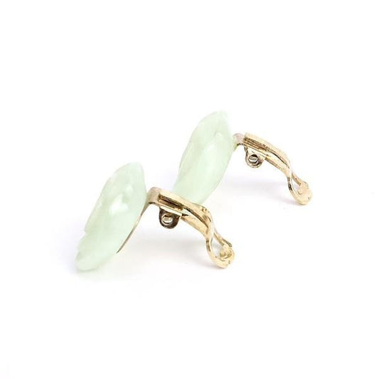 CHANEL Camellia Coco Mark Green Earrings