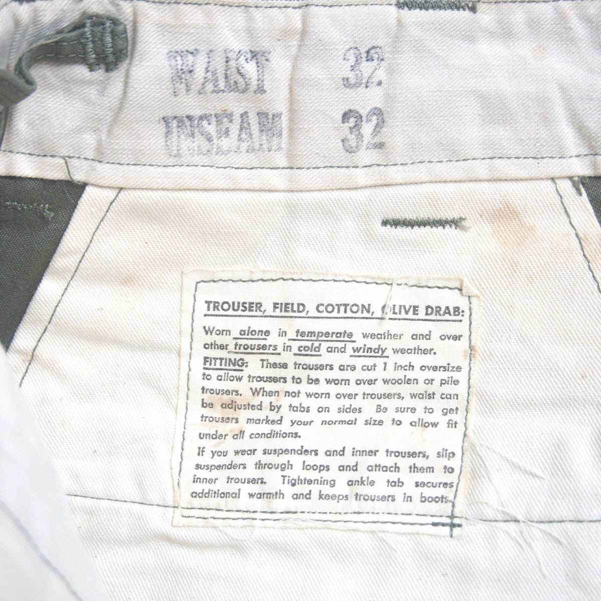 US.ARMY 40s M-43 Sateen Cotton Field Trousers Size 32