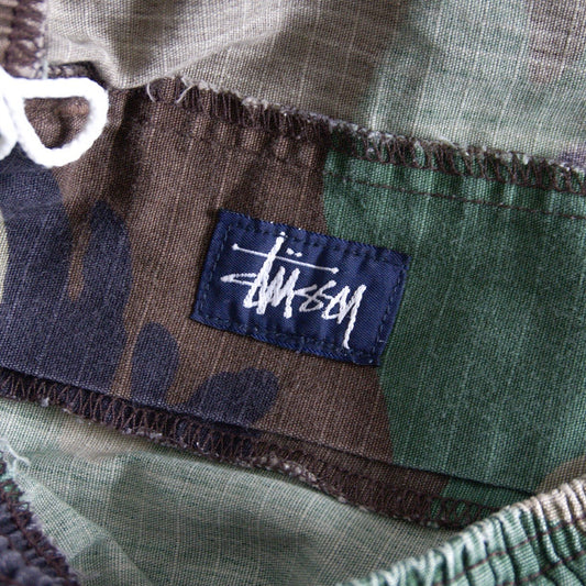 OLD STUSSY 00s Cotton Camo Beach Shorts Navy Tag Size 36