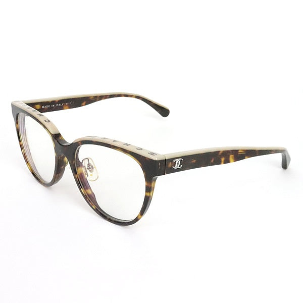 CHANEL Coco Mark Tortoiseshell Glasses Plastic Size 53