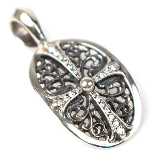 CHROME HEARTS Oval Cross Pave Diamond Silver SV925 Pendant