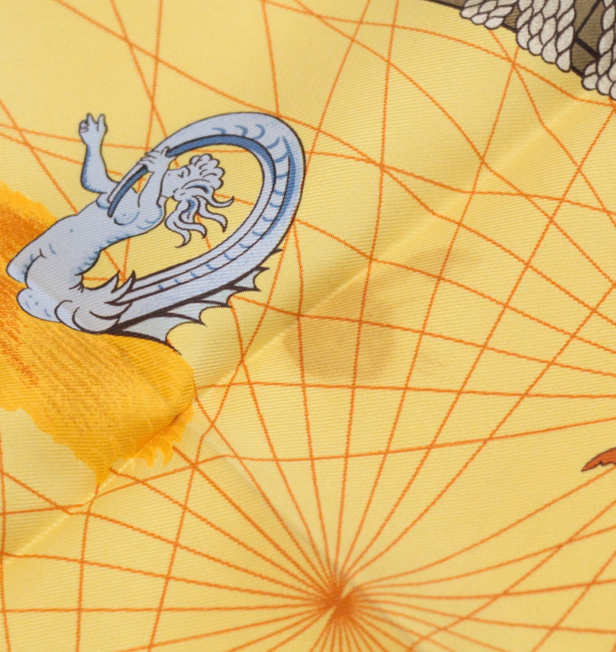 HERMES Carre 90 Balade Oceane Scarf Yellow