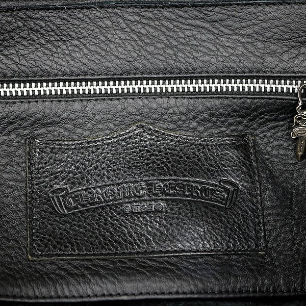 CHROME HEARTS Large Cross Leather Silver 925 Backpack Black