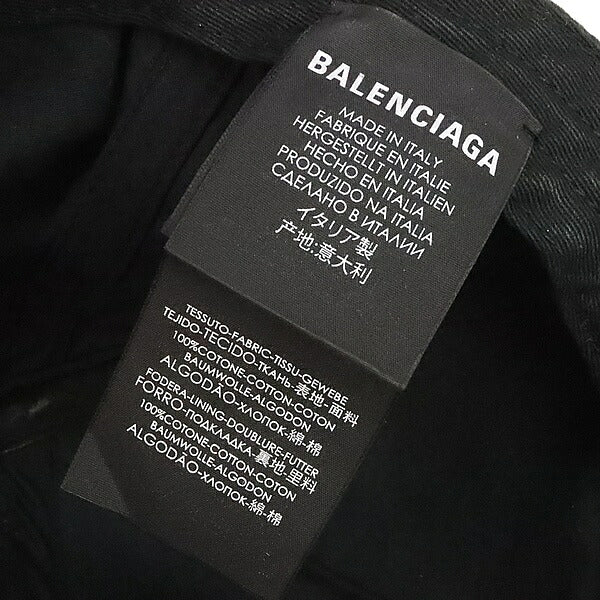 BALENCIAGA Black Cotton Rainbow Logo Baseball Cap Size L