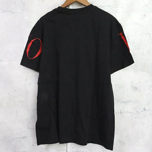 VALENTINO Black Cotton Front Red Logo T-Shirt Size L