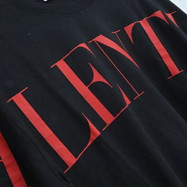 VALENTINO Black Cotton Front Red Logo T-Shirt Size L