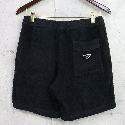 PRADA 22SS Triangle Logo Terry Shorts Black Size S