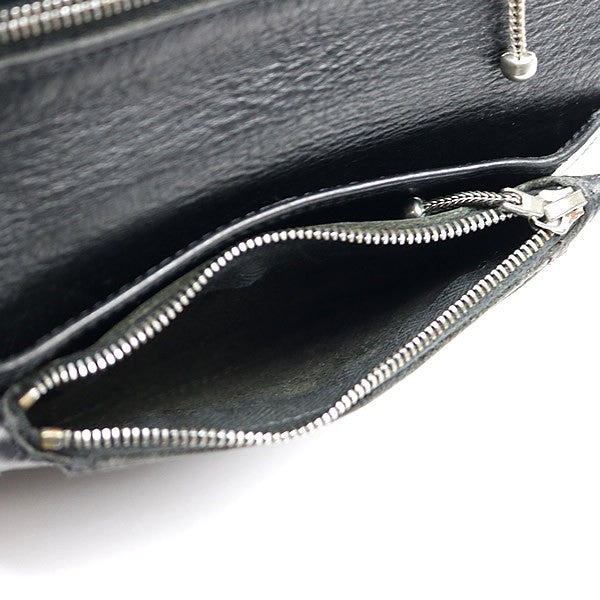 CHROME HEARTS Cross Button 2-Zip Strap Leather Wallet Black