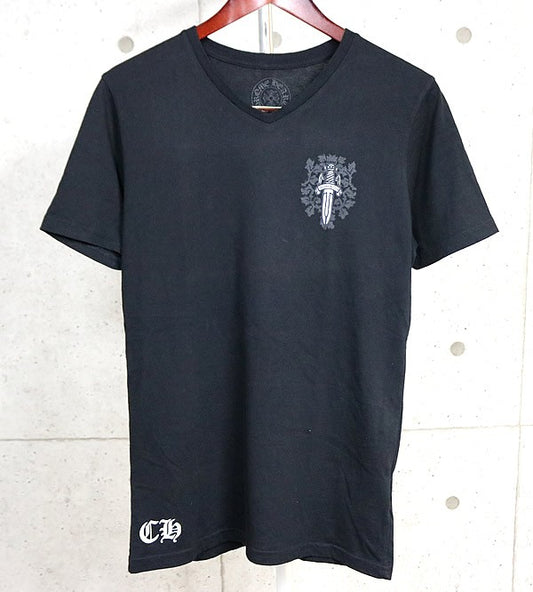 CHROME HEARTS Dagger V-Neck Custom T-Shirt Black Size M