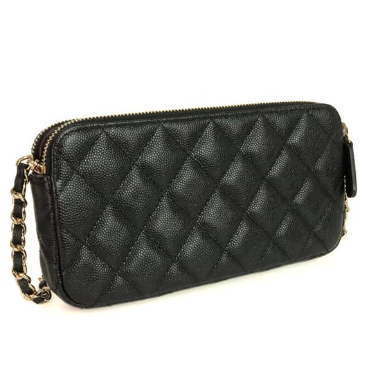 CHANEL Matelasse Caviar Chain Black GHW Wallet
