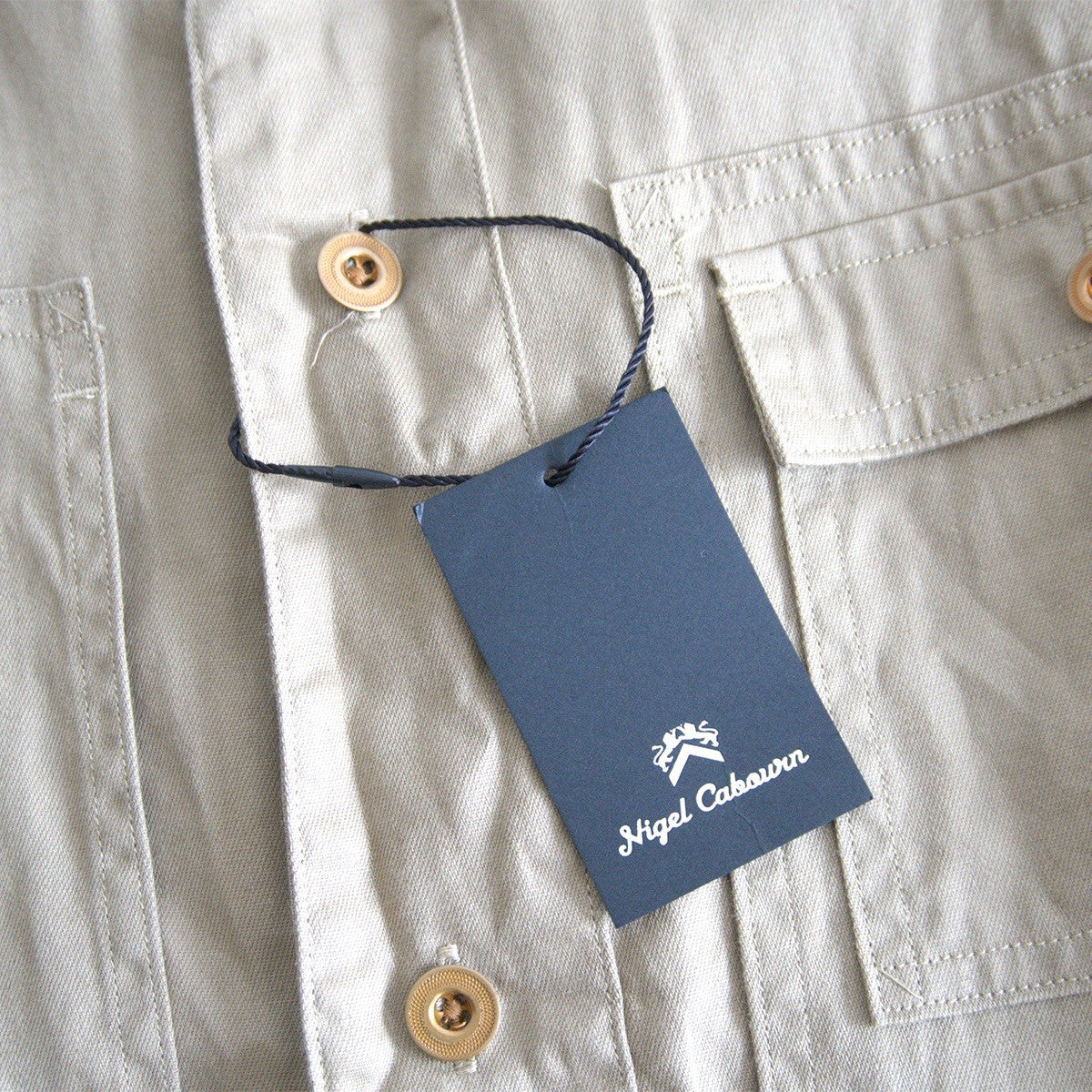 NIGEL CABOURN Utility Short Sleeve Shirt Cotton Linen Size L
