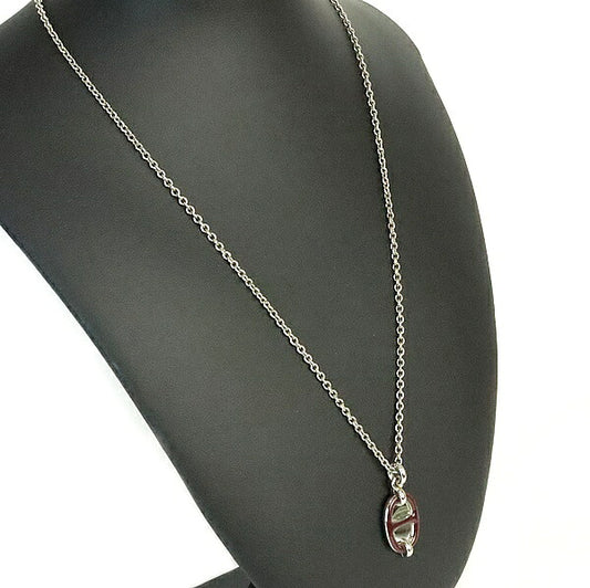 HERMES Mini Maillon PM Palladium Rouge H Necklace