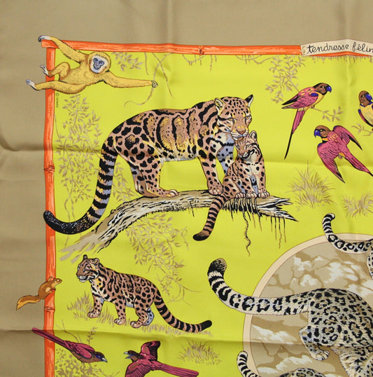 HERMES Carre 90 Tendresse Scarf Yellow