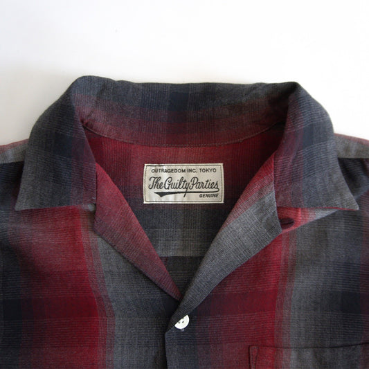 WACKO MARIA Ombre Check Open Collar Long Sleeve Shirt Size M