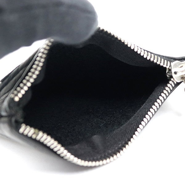 CHROME HEARTS Zipper Cross Patch Leather Coin Wallet Black