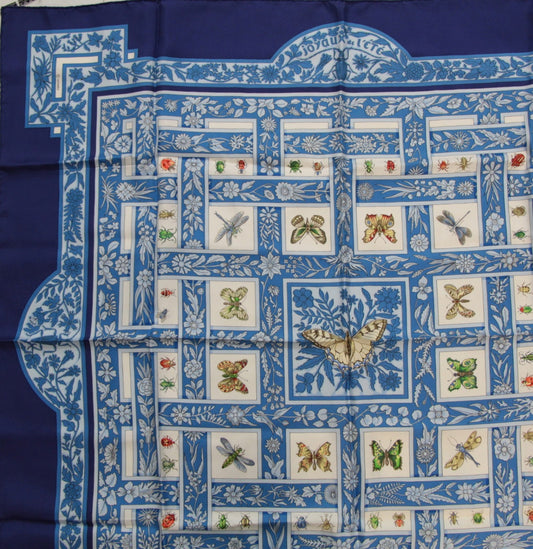 HERMES Joyaux de LETE Silk Scarf Blue