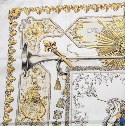 HERMES Carre 90 Silk Scarf Magnvs" White