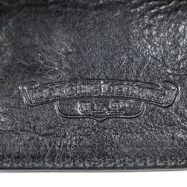 CHROME HEARTS Cross Button Leather Key Case Black