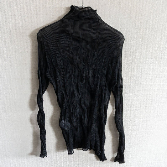 ISSEY MIYAKE Wrinkle Pleats Blouse Black Size M