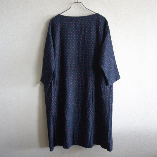 45R Indigo Double Weave Polka Dot Umahiko Dress Size 0