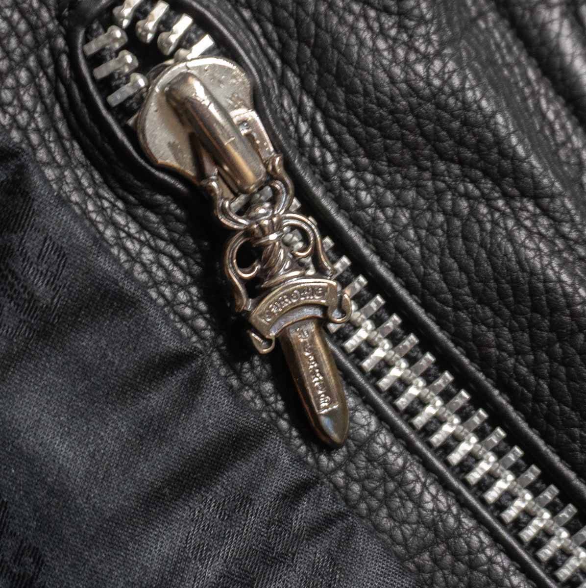 CHROME HEARTS CLASSIC JEAN VJ Leather Western Jkt Size M