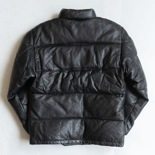 SCHOTT 214D Leather Down Jacket Black Size 36