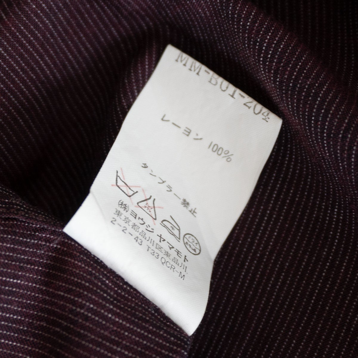 Y's for men Rayon Narrow Stripe Shirt Bordeaux Size XL