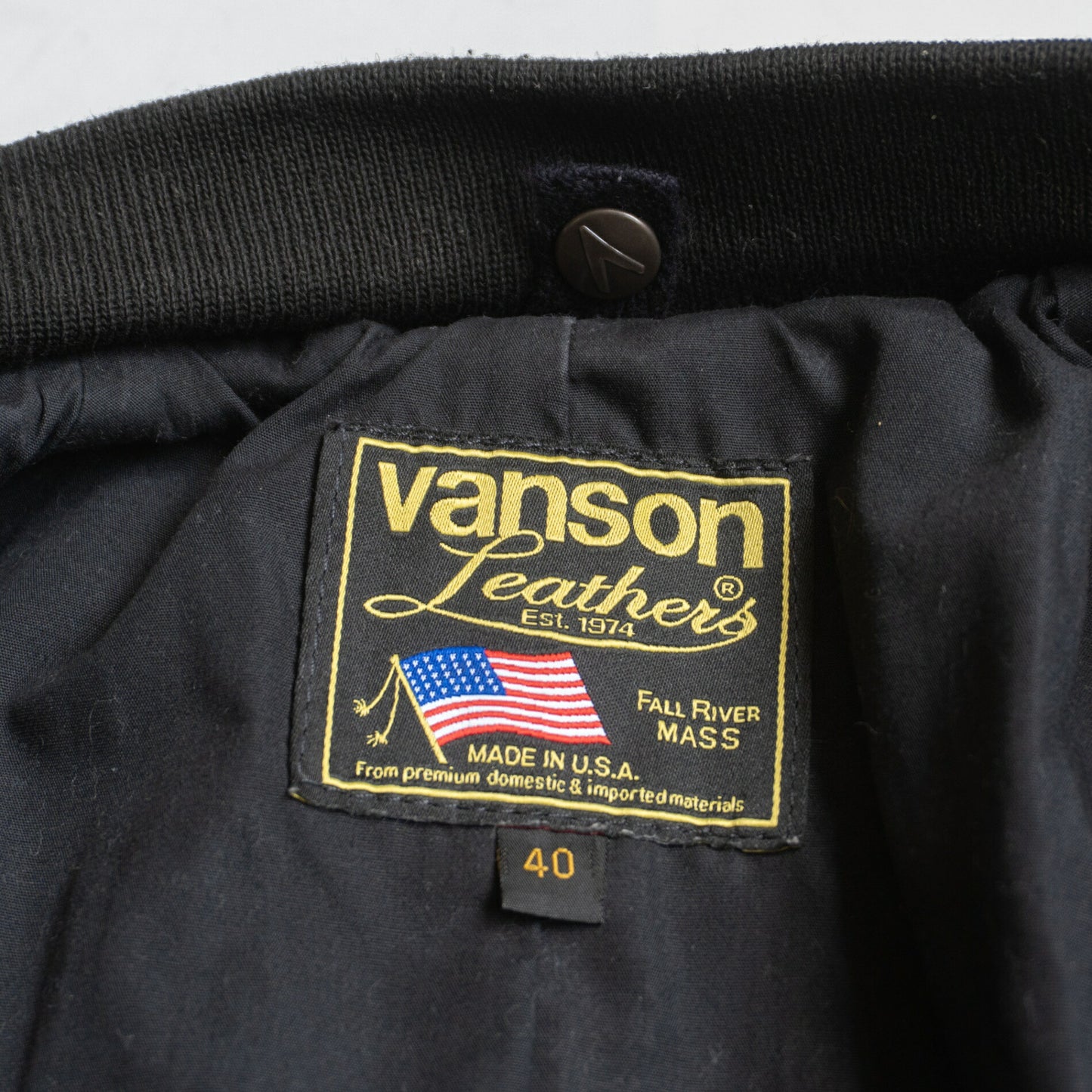 VANSON TJV All Leather Patched Varsity Jacket Black Size XXS
