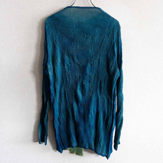 ISSEY MIYAKE Wrinkle Pleat Cardigan Blue Size M