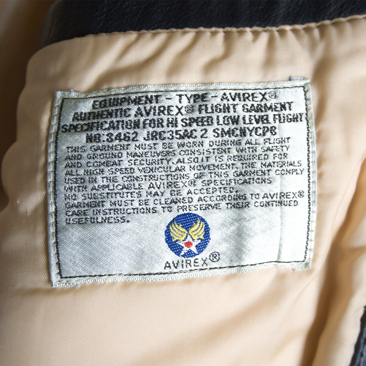 AVIREX A-2 Leather Flight Jacket Black Size XL