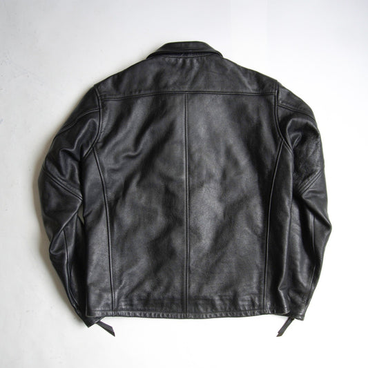 KADOYA Cowhide Leather Single Riders Jacket Black Size LL