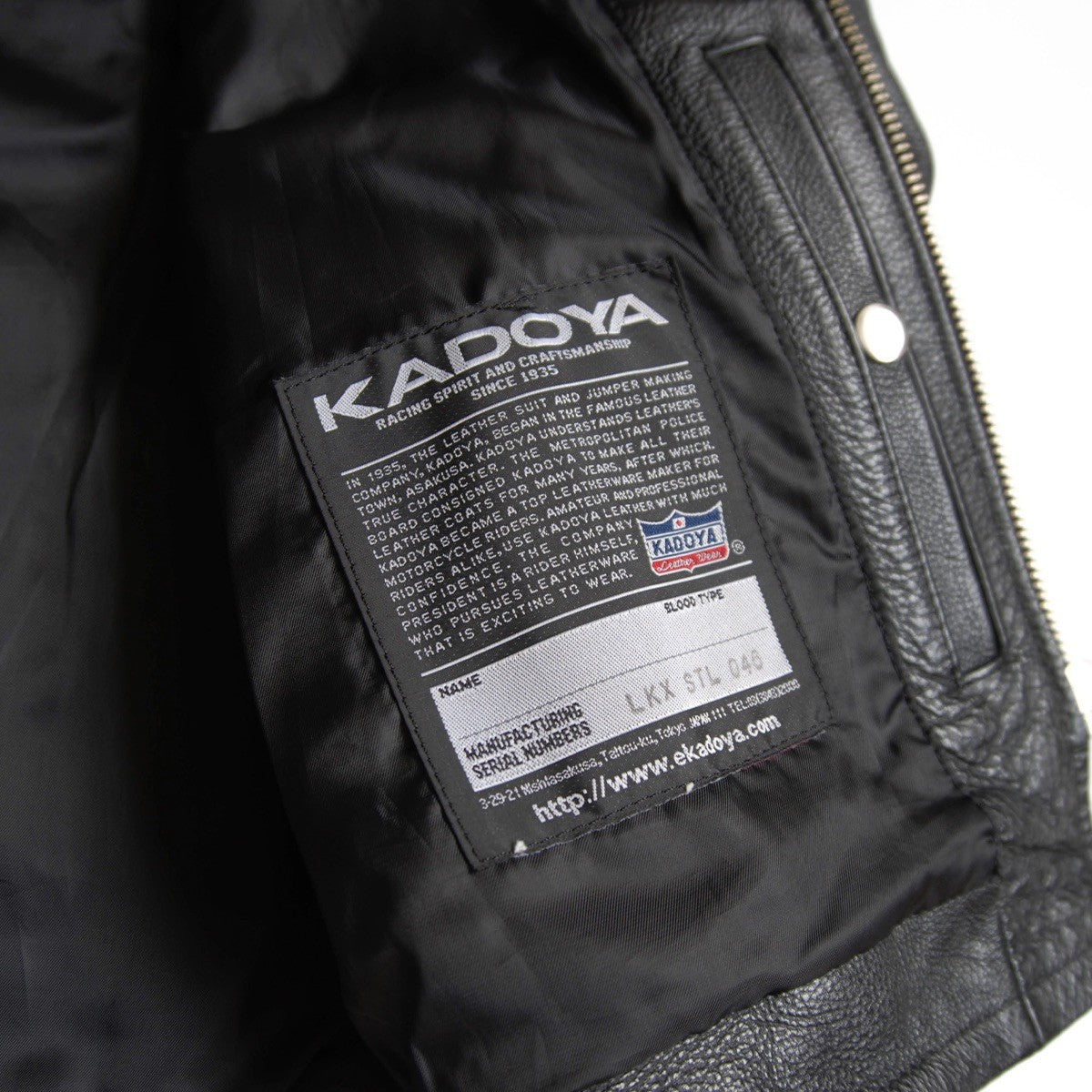KADOYA Cowhide Leather Single Riders Jacket Black Size LL