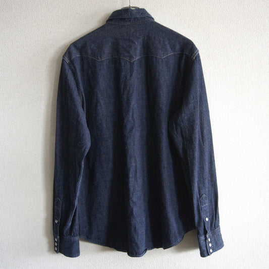 RRL Indigo Buffalo Denim Western Shirt Concho Buttons Size L