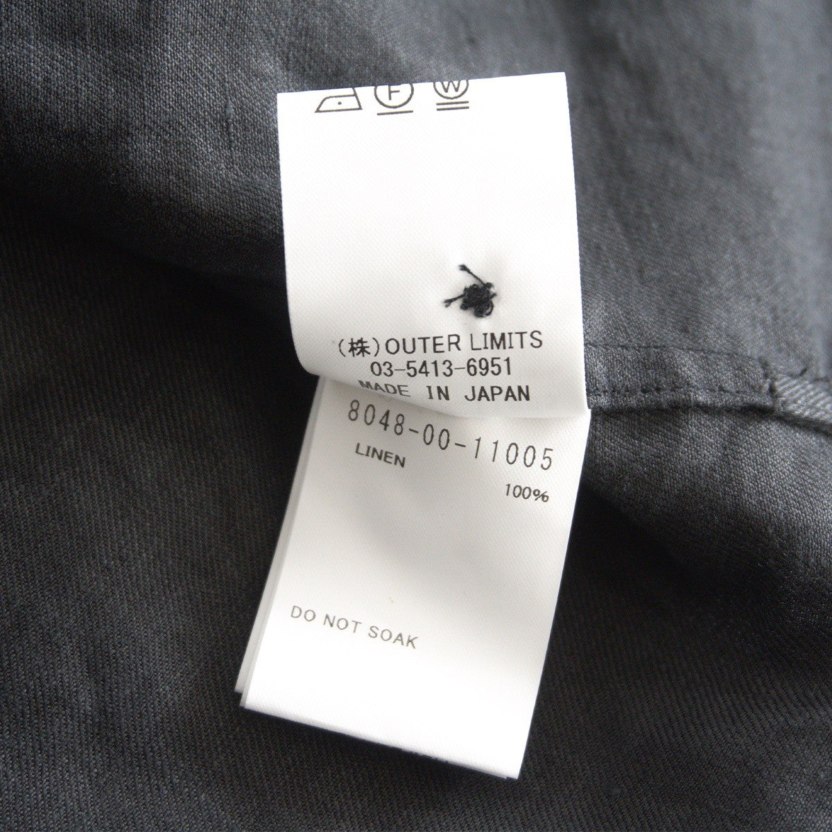 NIGEL CABOURN Black Linen Twill Open Collar Shirt Size XXL