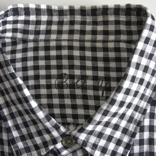 PORTER CLASSIC 26SS Roll Up Linen Gingham Shirt Size L