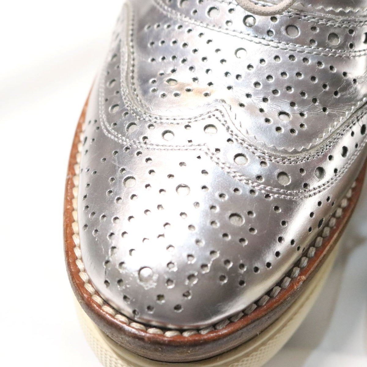 Miu Miu Silver Leather Platform All Season Size 23.0CM