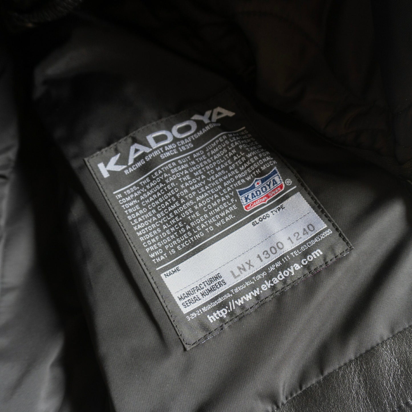 KADOYA Black Cowhide Single Riders Jacket Size 3L