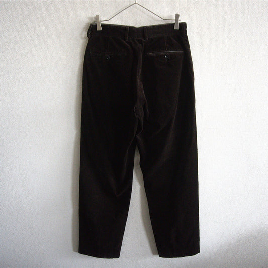 HERMES Leather Trim Corduroy Pants Brown Size 33