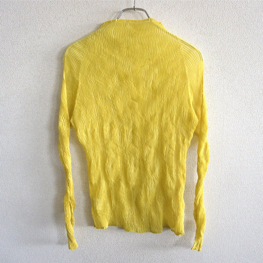 ISSEY MIYAKE Yellow Crinkle Pleats Blouse Size 2