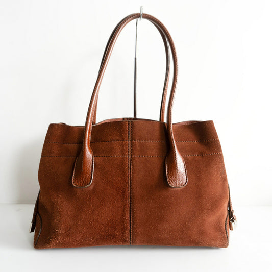 TOD'S Brown Suede D-Bag Small Shoulder Tote Size ONE SIZE