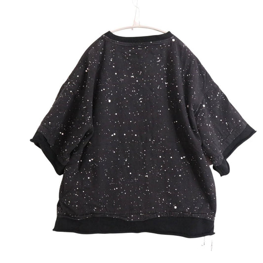 MINEDENIM Paint S/S Raw Hem Docking Sweatshirt Black Size 1