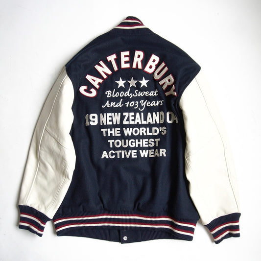 CANTERBURY Full-Deco Leather Wool Varsity Jacket Size 3L