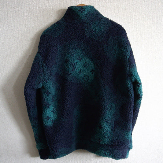 LOUIS VUITTON Green Monogram Fleece Jacket Size M