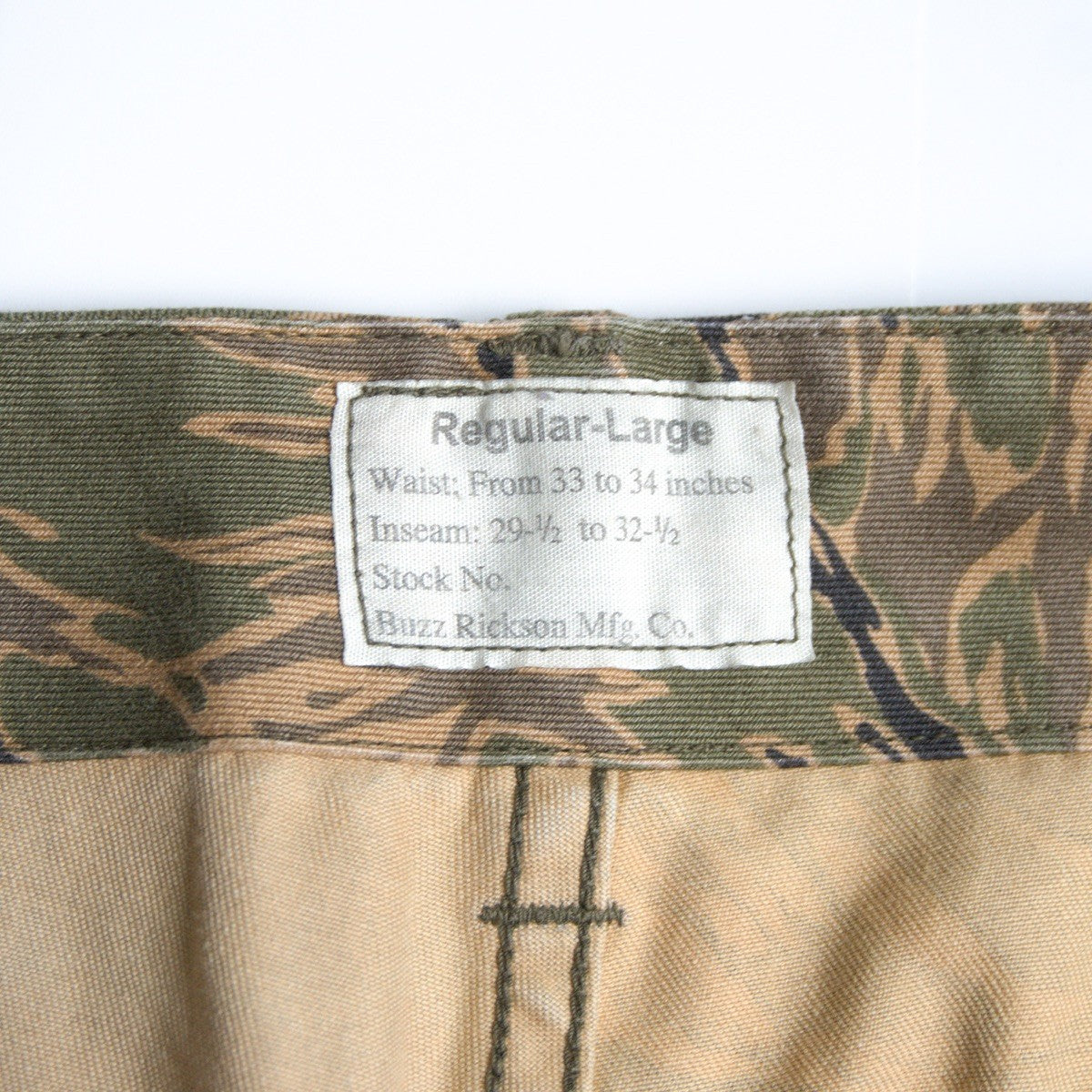 BUZZ RICKSON Tiger Stripe Cargo Trousers Size REGULAR-LARGE