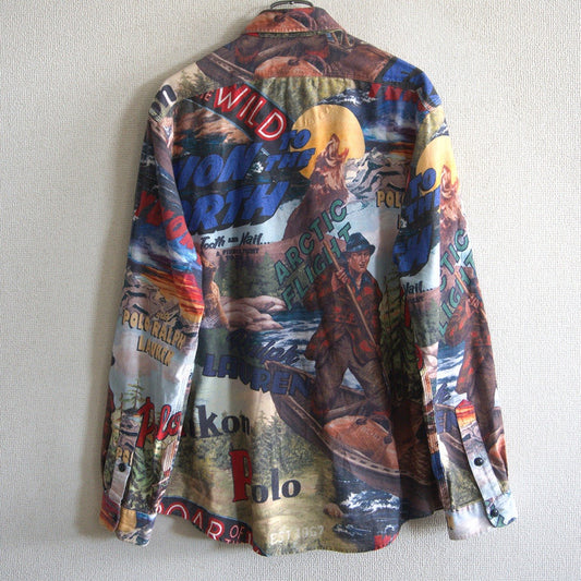 POLO RALPH LAUREN All Over Pattern Work Shirt Size L